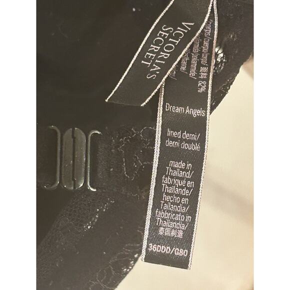 Victoria's Secret Black Lace Dream Angels Lined Demi Bra size 36DDD - Picture 3 of 3